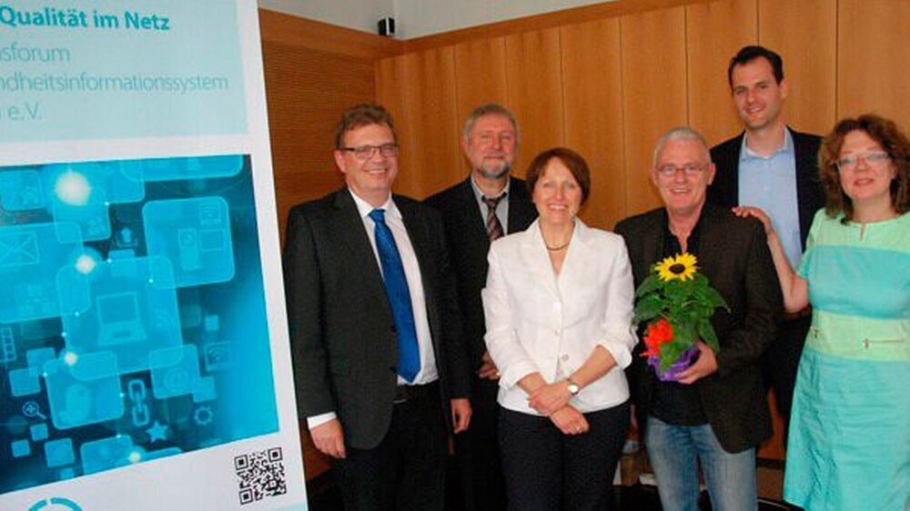 Festakt "10 Jahre afgis": v.l.n.r.: Prof. Christoph Benz, Dr.Uwe Prümel-Philippsen, Dr. Birgit Hiller, Raimund Dehmlow, Dr. Fabian Weiland, Evelyne Hohmann