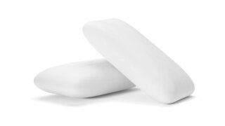 Sugar free chewing gum tabs isolated on a white background. 3D rendering illustration.