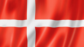 Denmark flag, three dimensional render, satin texture
