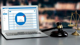Email notification message showing on computer screen brisk. Digital marketing message information text from business to customer client