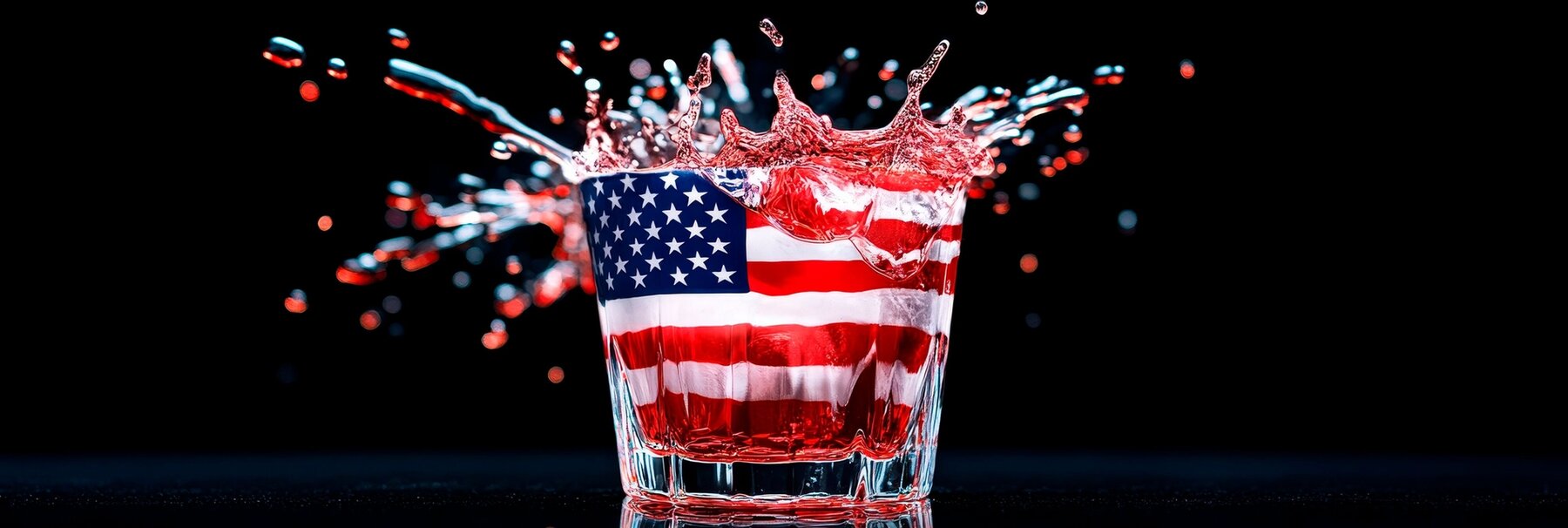 US-Flagge im Wasserglas