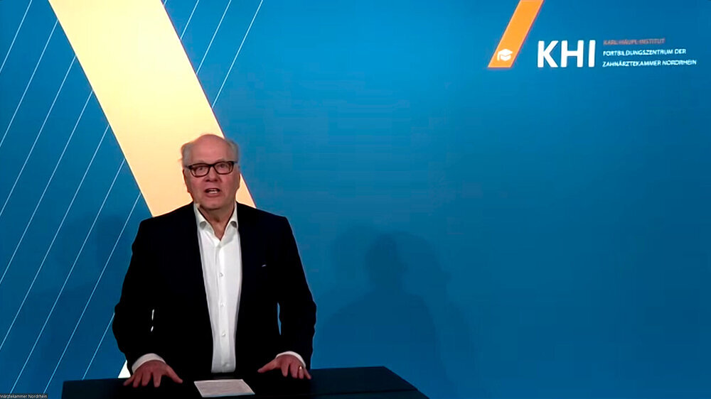 Dr. Ralf Hausweiler, Präsident der Zahnärztekammer Nordrhein, begrüßt die Teilnehmer des Karl Häupl-Kongresses Online.