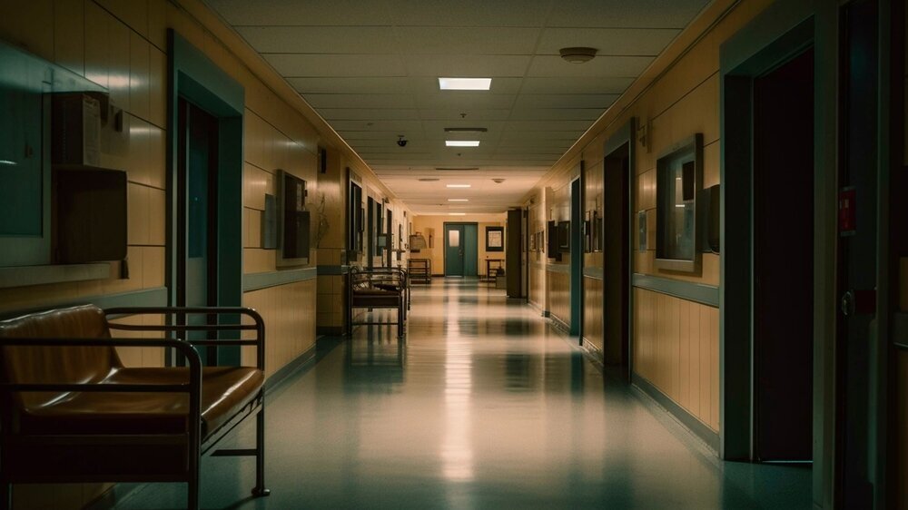 Krankenhaus dunkler Flur Krankenhaus dunkler Flur