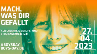 Plakat zum Aktionstag 2023 in bunt mit lächelndem Jungen