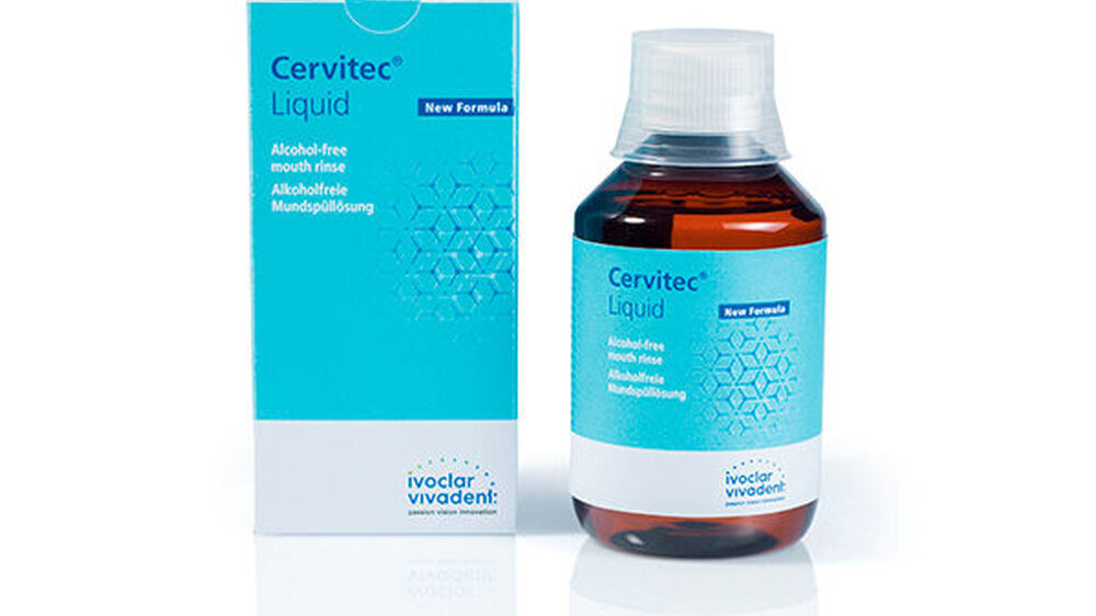 Cervitec Liquid - Die alkoholfreie Mundspüllösung mit neuer Pflegeformel ist in Einzelflasche à 300ml erhältlich.