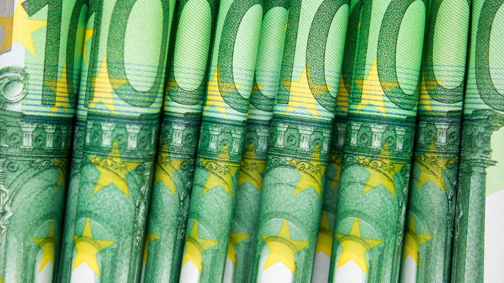 stacked one hundred euro bills , european money Millliarde