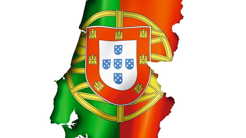 Portuguese flag map Portugal flag map, three dimensional render, isolated on white