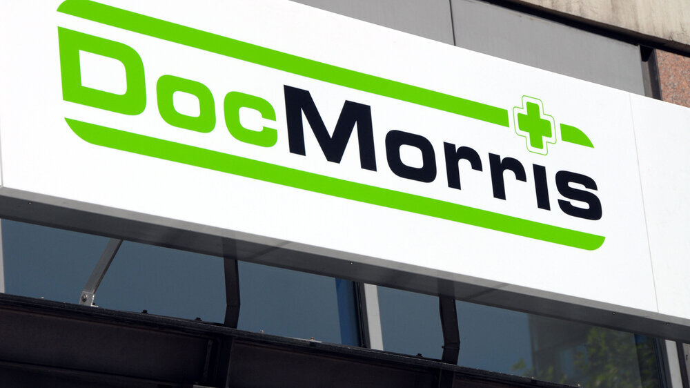 Hamburg / Germany - April 29, 2007: Doc Morris logo in Hamburg, Germany - Doc Morris is Europe's largest mail-order pharmacy doc morris