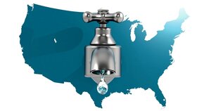USA-Karte mit Wasserhahn