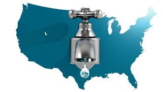 USA-Karte mit Wasserhahn