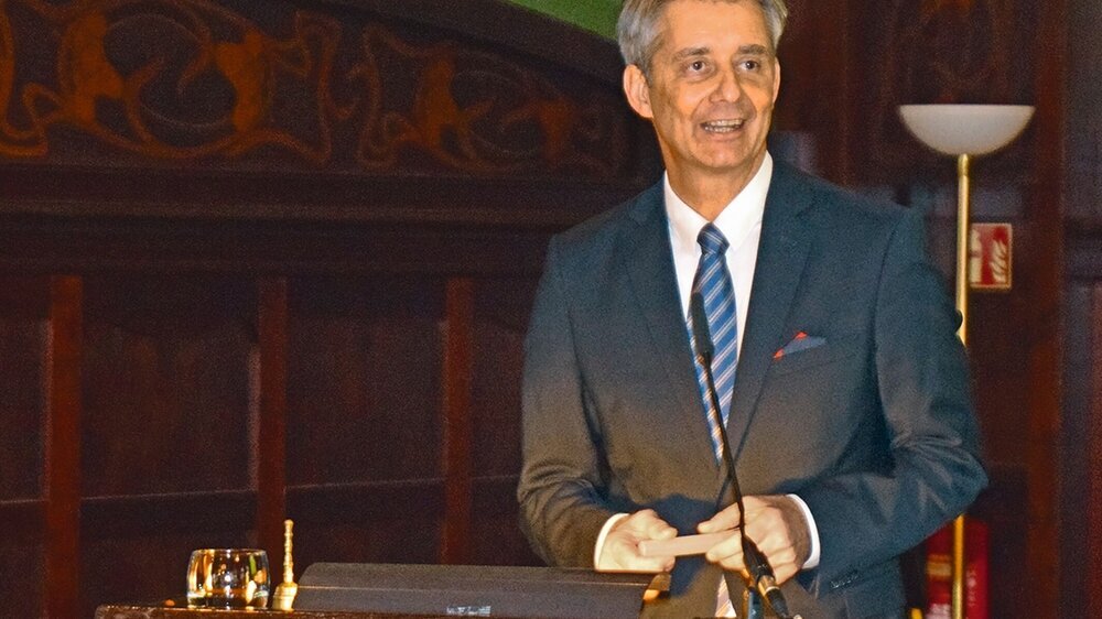 Dr. Carsten Hünecke, Präsident der Zahnärztekammer Sachsen-Anhalt, beim 29. Zahnärztetag.