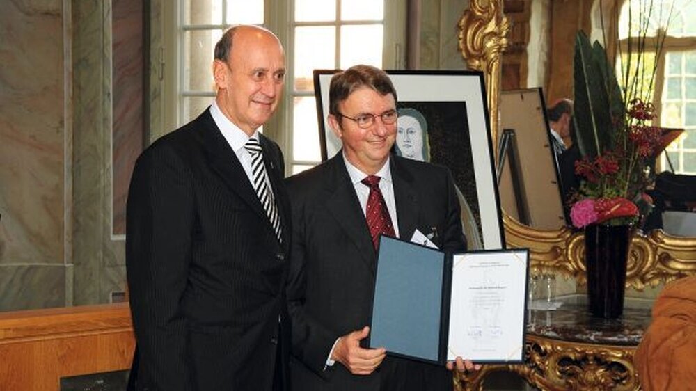 Apollonia-Preisträger 2008: Prof. Dr. Dr. Wilfried Wagner, Mainz, mit Kammerpräsident Dr. Walter Dieckhoff