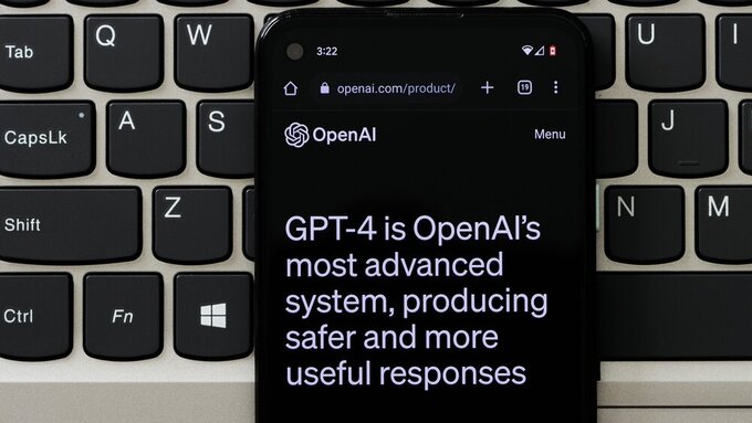 Portland, OR, USA - Mar 15, 2023: Webpage of OpenAI's GPT-4 is seen on a smartphone. GPT-4 is a multimodal large language model created by OpenAI, the fourth in the GPT series, released on March 14. GPT-4