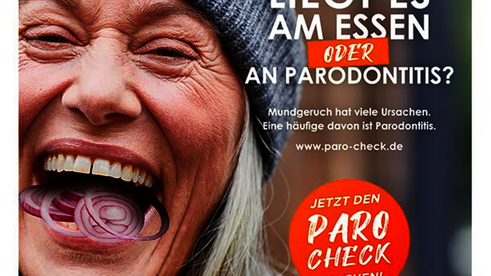 Mundgeruch hat viele Ursachen – eine ist Parodontitis, lautet eine zentrale Botschaft der großangelegten Aufklärungskampagne. In deren Downloadbereich gibt es jetzt aktualisiertes, umfangreiches Bild- und Infomaterial, mit dem sich Praxen beteiligen u