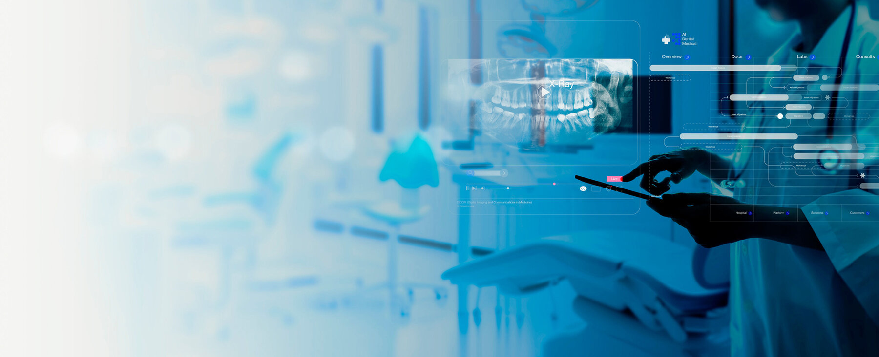 Zahnarzt interagiert mit KI-System