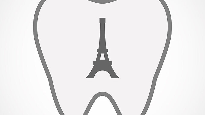 Isolated line art tooth icon with the Eiffel tower Illustration of an isolated line art tooth icon with the Eiffel tower