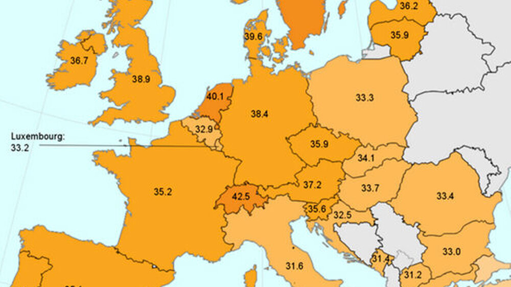 So unterschiedlich lang - oder kurz - kann ein Arbeitsleben dauern. Ausschnitt einer Grafik aus der Eurostat-Analyse.