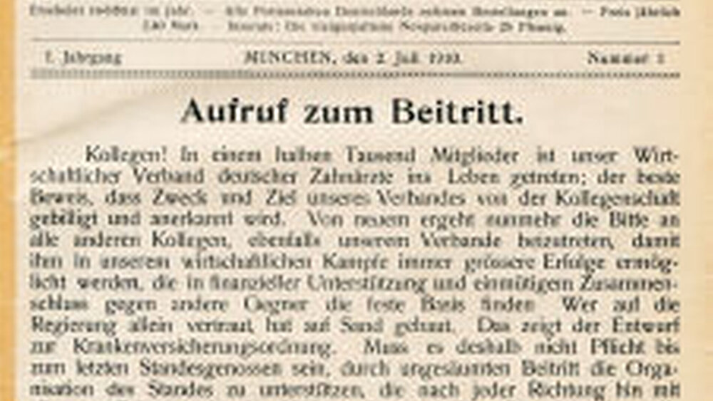 Die erste Ausgabe der Zahnärztlichen Mitteilungen |