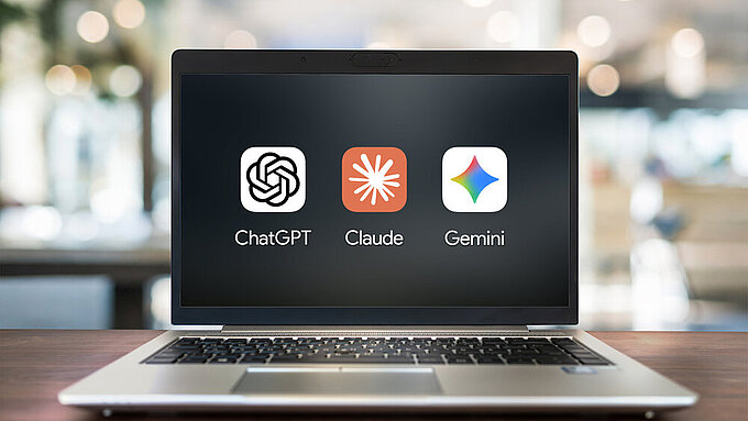 ChatGPT, Claude and Gemini AI Tools displayed on Laptop