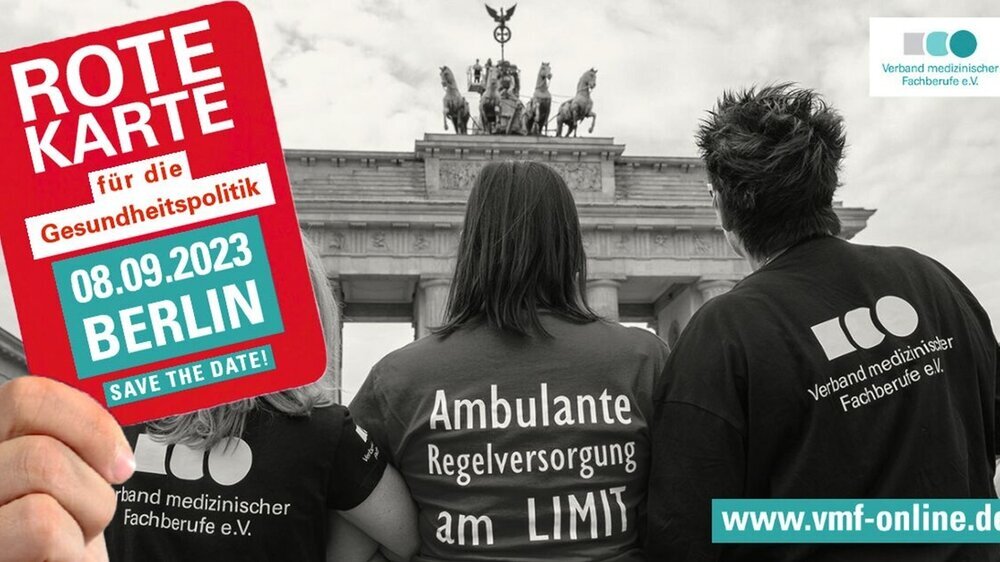 Der Verband medizinischer Fachberufe e.V. organisiert am 8. September 2023 eine neue Protestaktion. Der Verband medizinischer Fachberufe e.V. organisiert am 8. September 2023 eine neue Protestaktion.