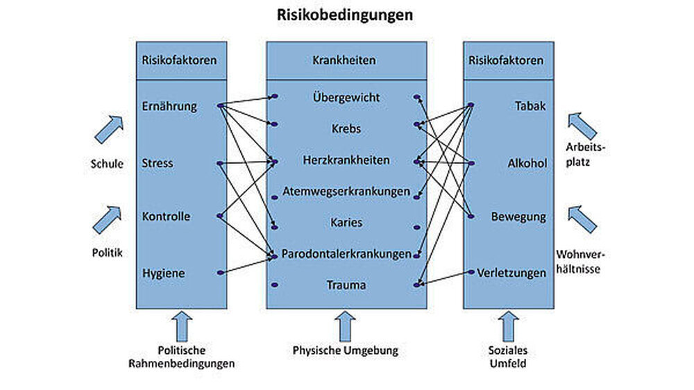 Der Gemeinsame Risikofaktorenansatz basiert auf Erkenntnissen, die direkte und indirekte Risikofaktoren mit chronischen Krankheiten verknüpfen.