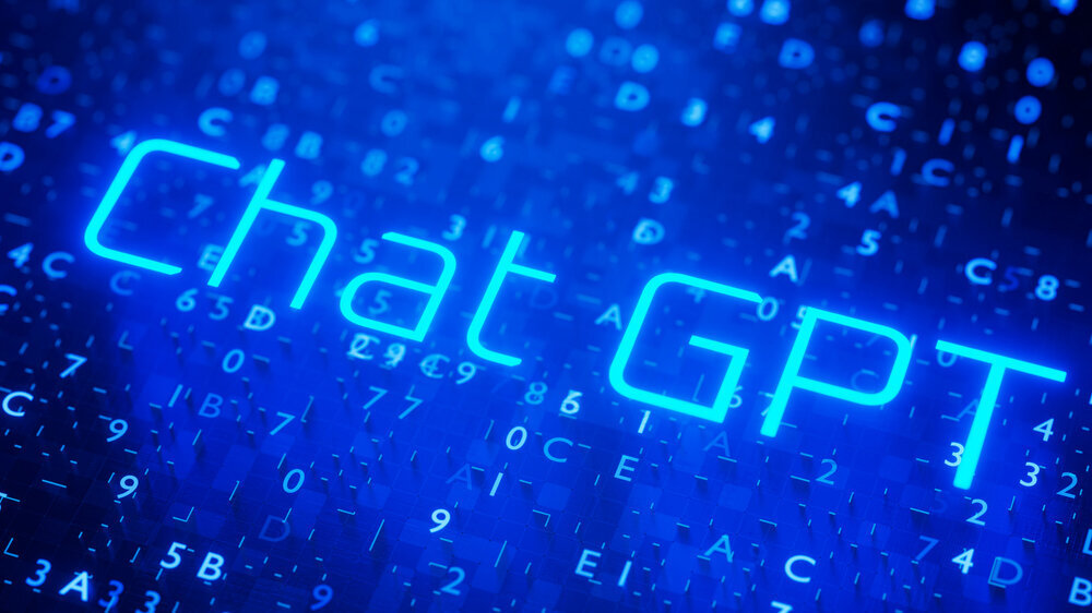 inscription chat gpt blue on a digital background. ChatGPT Chat with AI or Artificial Intelligence Smart AI. Artificial intelligence processor. 3d render. Chet GPT