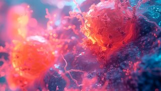 Macro view cancer cells in a human body with genetics cancerous cell. Generated AI image