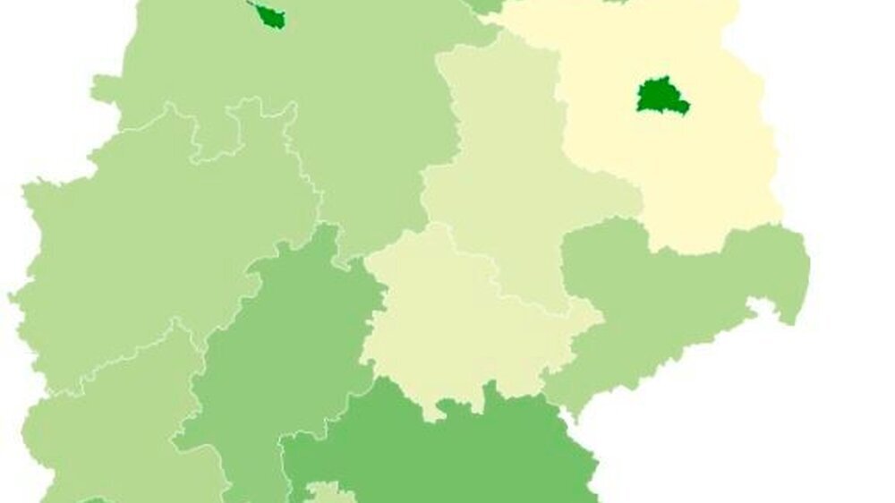 Stiftung Gesundheit Karte mit Ärztedichte in Deutschland 2023.