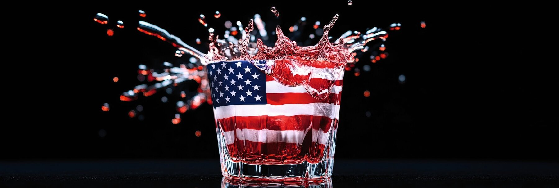US-Flagge im Wasserglas