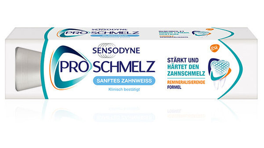 Die Zahncreme Sensodyne ProSchmelz Zahnpasta Sanftes Zahnweiss hat von der Stiftung Warentest die Note "gut" erhalten.