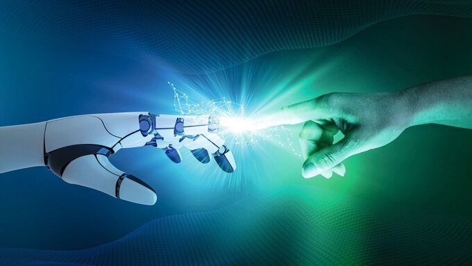 Cyborg - Mensch Kontakt Verbindung Künstliche Intelligenz