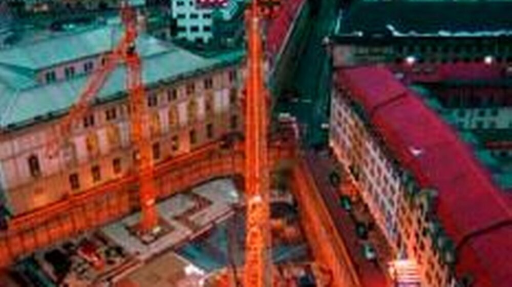 Blick auf die Baustelle des Dresdner Neumarkts