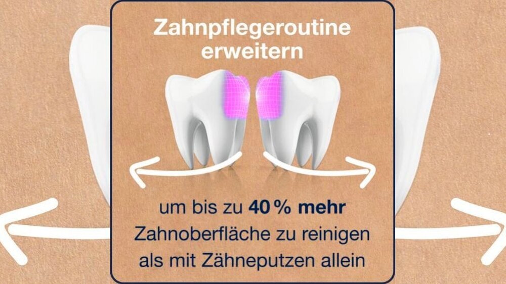 Diseño sin título - 4 Mithilfe der Dr.BEST Interdentalbürsten kann bis zu 40 % mehr Zahnoberfläche gereinigt werden als mit Zähneputzen allein.