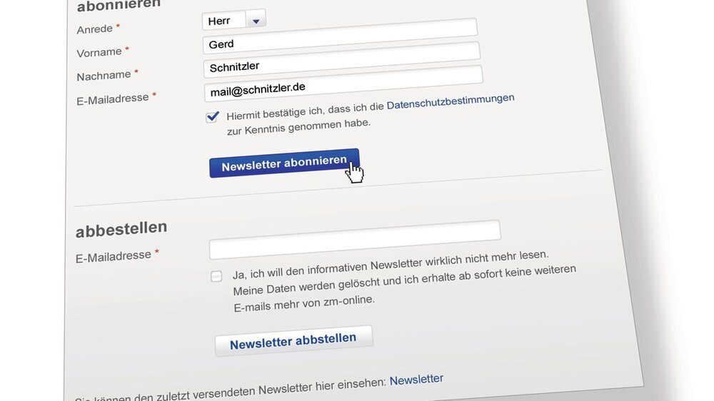 Mit nur einem Klick erreichen Sie das Anmeldeformular für den kostenlosen zm-Newsletter.