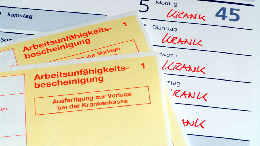 Arbeitsunfähigkeitsbescheinigung, Krankmeldung, Arbeitsunfähigkeit, Krankheit, Arzt, Doktor, Vorlage, Arbeitgeber, Krankenkasse, Kalender, krank, gesund, Genesung, Grippe, Fehlzeiten, gelber Urlaubsschein, Bescheinigung, Attest, Hamburg, Januar 2013, Bild Nr.: N42375