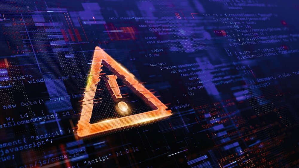 Computer Hacked, System Error, Virus, Cyber attack, Malware Concept. Danger Symbol. 3d rendering. Ransomware
