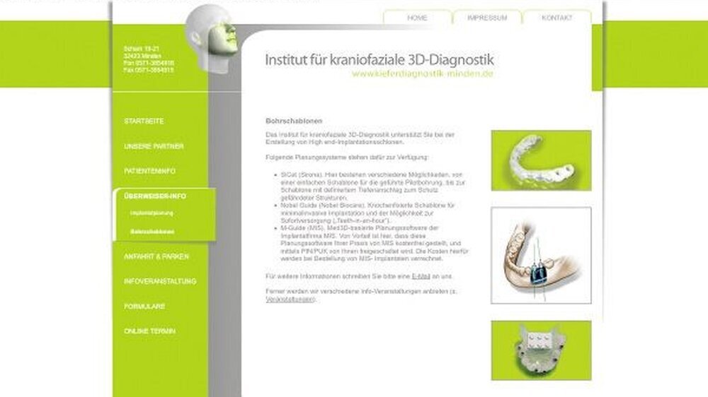 Auch im Internetauftritt setzt sich die Corporate Identity einer Praxis fort.