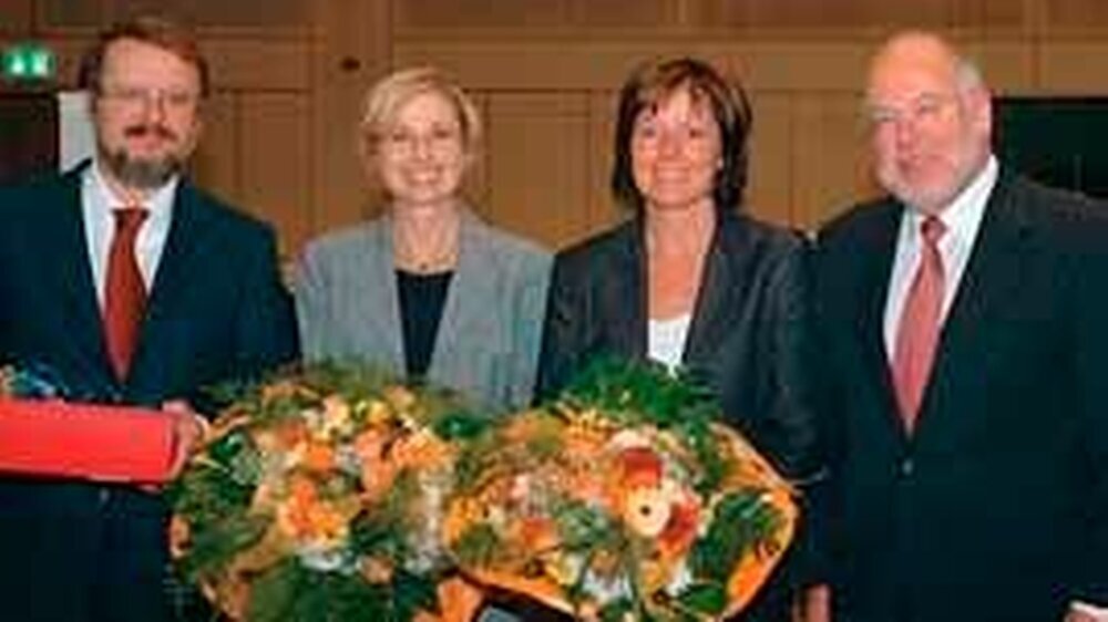 Prof. Pieper, Prof. Willershausen, Ministerin Dreyer und Dr. Stein in Bad Kreuznach (v.l.n.r.)