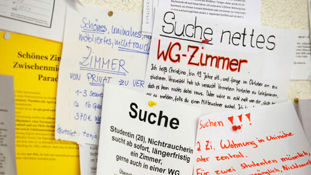 Die Fülle an Gesuchen (und seltener auch Angeboten) an den zahlreichen Schwarzen Brettern belegt die extrem starke Nachfrage nach Wohnraum. |