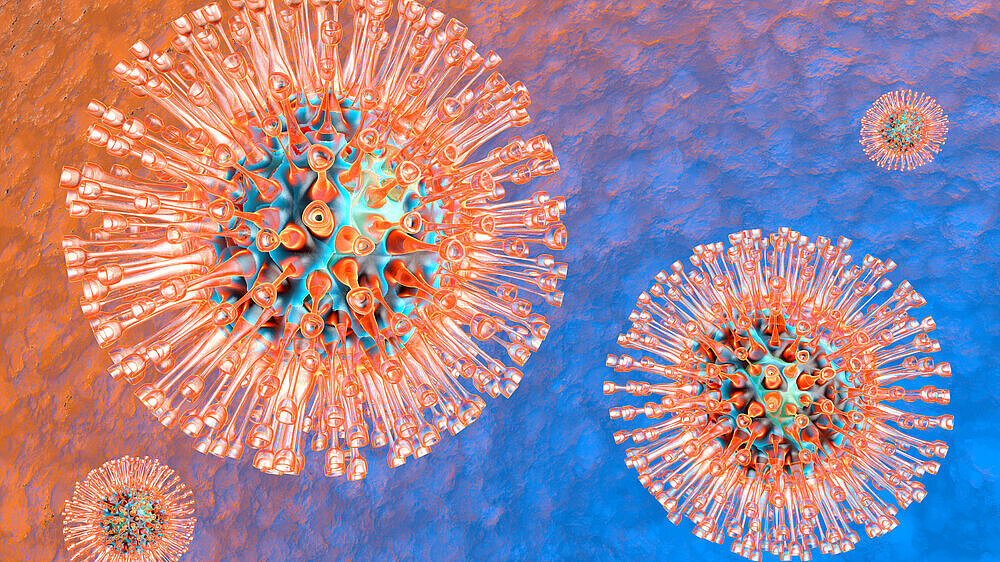 Herpes Viruses A medical visualization of a group of Herpes Viruses. 3D Illustration.