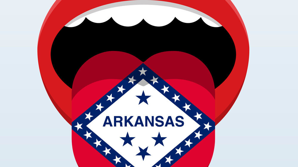 Electoral vote of Arkansas. Abstract mouth. Arkansas Mundgesundheit