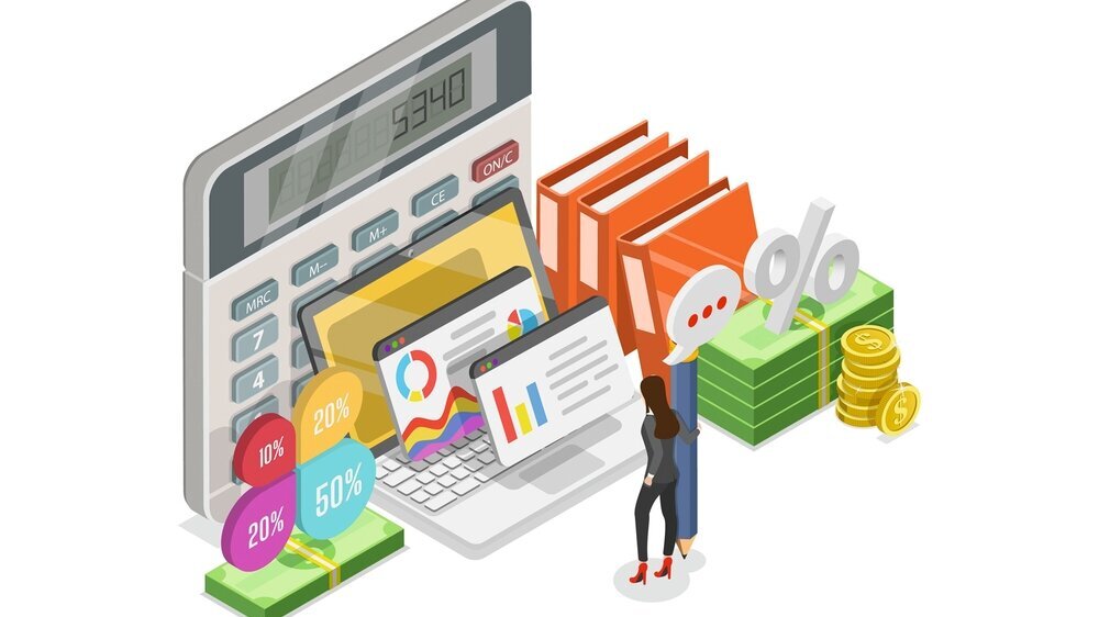 3D Isometric Flat  Illustration of Estimation And Financial Planning, Profitability Analysis, Financial Stability