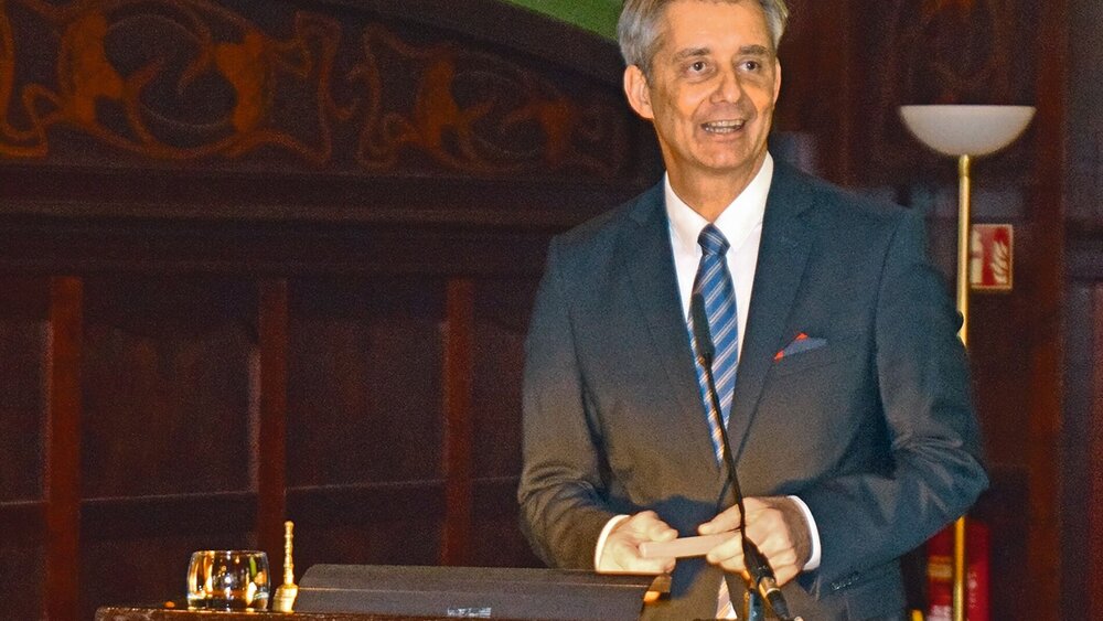 Dr. Carsten Hünecke, Präsident der Zahnärztekammer Sachsen-Anhalt, beim 29. Zahnärztetag.