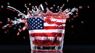 US-Flagge im Wasserglas