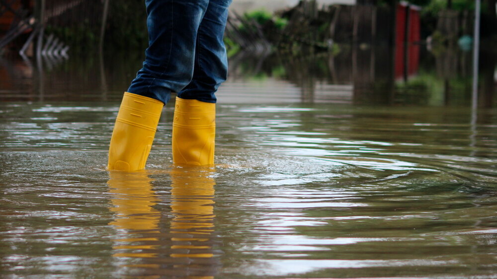Stiefel im Hochwasser Hochwasser