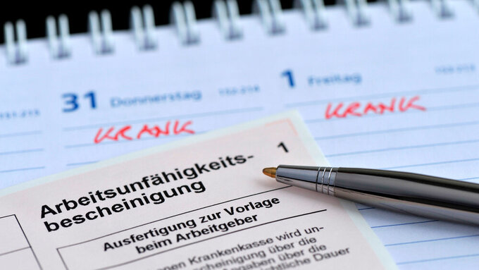 Arbeitsunfähigkeitsbescheinigung, Krankmeldung, Kalender, Arbeitsunfähigkeit, Krankheit, Arzt, Arbeitgeber