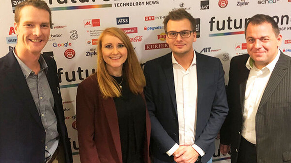 Im Bild ioDent-Programmmanager Sebastian Kritzinger, Tina Trenkler und Johannes Schacherl von der Agentur dataformers sowie Christoph Hiltl, W&H Director Digital Solutions.