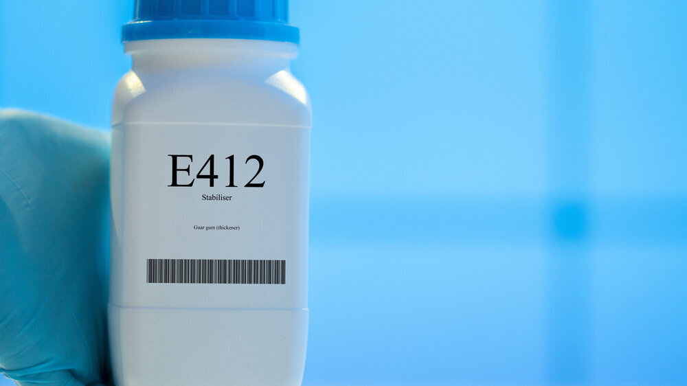 Packaging with nutritional supplements E412 stabiliser E412