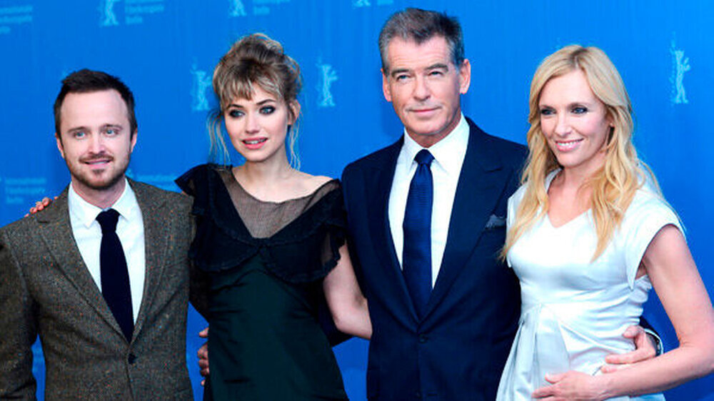 Vier Lebensmüde - zumindest im Film: Aaron Paul, Imogen Poots, Toni Collette und Pierce Brosnan auf der Berlinale.