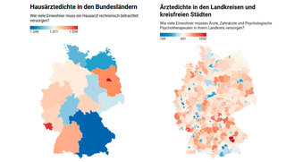 Grafik zur Hausarzt- und Arztdichte in Deutschland 2024
